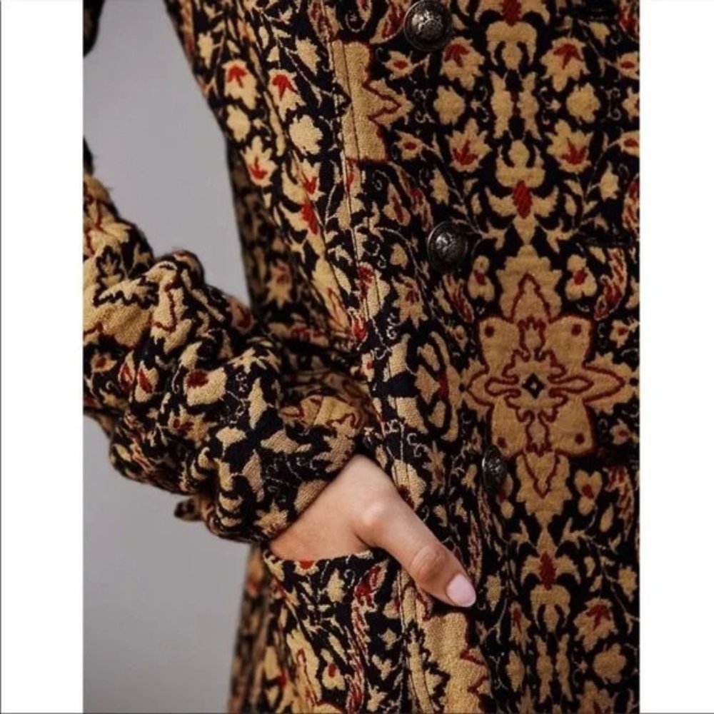 Free People Tapestry Long Winded Double Breasted Coat Womens 2 Boho - Picture 11 of 16